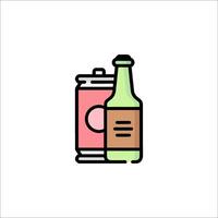 A can of soda and a bottle of beer vector