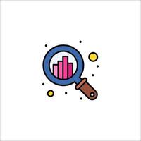 A magnifying glass icon with a bar chart vector