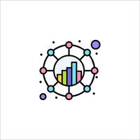 A colorful icon of a graph with dots vector