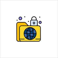 A yellow folder with a globe inside it vector