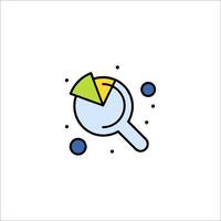 A magnifying glass icon with a slice of pizza vector