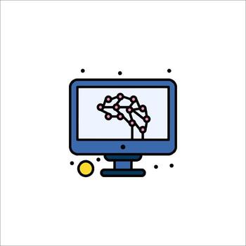 computadora monitor con un cerebro icono vector