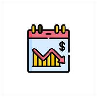 A calendar with a graph and dollar sign vector
