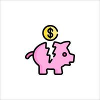 A pink piggy bank with a dollar sign on it vector