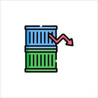 A line icon of a stack of crates with an arrow pointing up vector