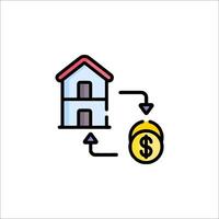 A house and a dollar coin icon vector