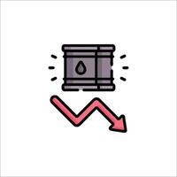Oil barrel icon with a red arrow pointing up vector