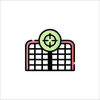 A green and red icon of a building with a target vector