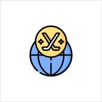 A globe with a hockey stick on it vector