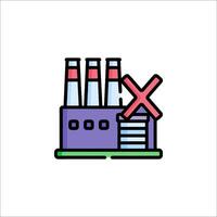 A factory with a cross and a red line vector