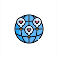 A globe with three hearts on it vector