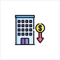 A building with a dollar sign and an arrow pointing to it vector