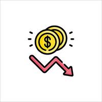 A dollar coin and an arrow going up vector