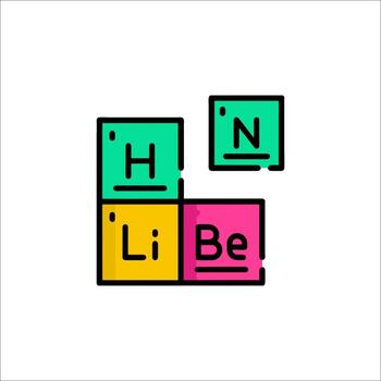 The periodic table of elements with the letters h and l vector