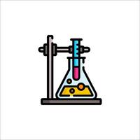 A laboratory flask with a test tube and a beaker vector