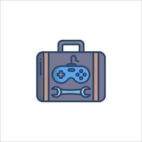 A game controller and wrench in a suitcase vector