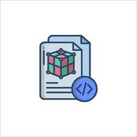 A file with a cube on it and a button vector