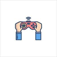 A hand holding a game controller icon vector
