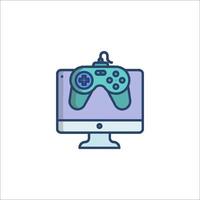 A computer monitor with a game controller on it vector