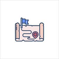 A map with a pin on it and a flag vector