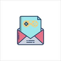 An envelope with a game controller inside vector