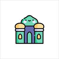 A cartoon building with a face on it vector