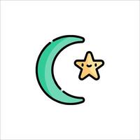A crescent and star with a smile on it vector