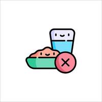 A cartoon food and drink with a red cross vector