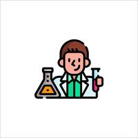 A man holding a test tube and a flask vector