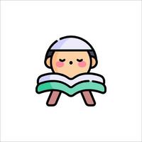 A cartoon character reading a book vector