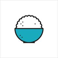 Rice bowl icon in line style on white background vector
