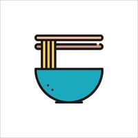 A bowl of noodles with chopsticks in it vector