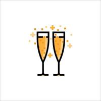 Two glasses of champagne on a white background vector