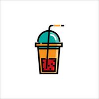 A drink with a straw and a straw in it vector