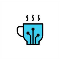 A cup of coffee with a circuit board inside vector