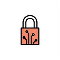 A padlock icon with a circuit board inside vector