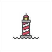 A lighthouse icon with a striped stripe vector
