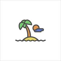 A palm tree and a beach on an island vector
