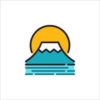 The mountain and the sun icon vector