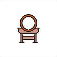 A small table with a mirror on it vector