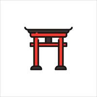 A red tori gate on a white background vector