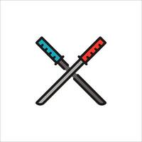 dos cruzado espadas icono en blanco antecedentes vector