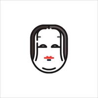 A woman's face with red lipstick on it vector