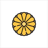 A yellow flower with a black center on a white background vector