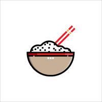 Rice bowl with chopsticks and rice in it vector