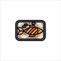 A fish is sitting in a square tray vector