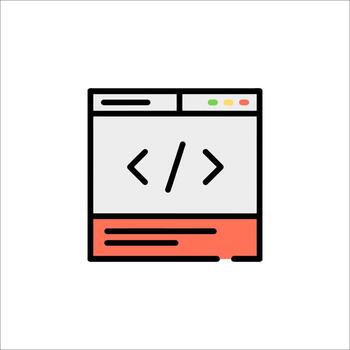 A computer screen with a code symbol on it vector