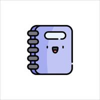 A purple notebook with a face and a smile vector