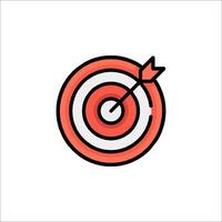 A red and white target with an arrow in it vector