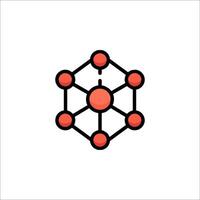A red and black icon of a molecule vector